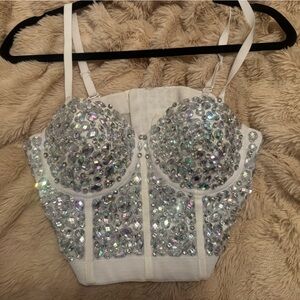 Stylish White Bustier with Hook Detail